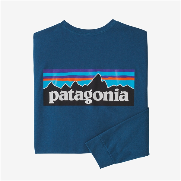 Patagonia Mens L/S P-6 Logo Responsibili T-Shirt - Wavy Blue
